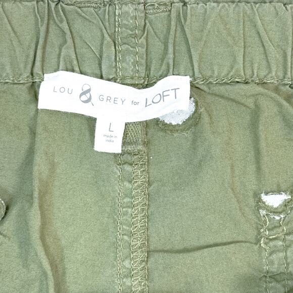 Lou & Grey for LOFT - Size L Army Green 100% Cotton Cargo Pants Casual - Picture 4 of 5